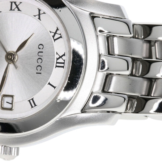 GUCCI Watches Quartz 5500L Stainless Steel , Stainless Steel Silver Round face Silver dial Women Used Authentic