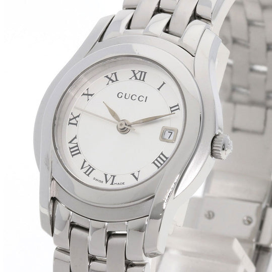 GUCCI Watches Quartz 5500L Stainless Steel , Stainless Steel Silver Round face Silver dial Women Used Authentic