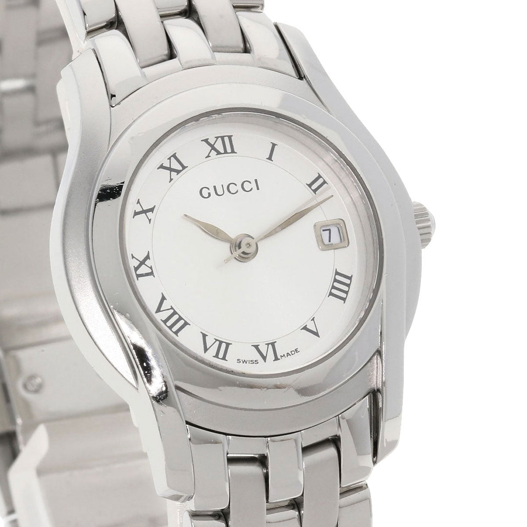 GUCCI Watches Quartz 5500L Stainless Steel , Stainless Steel Silver Round face Silver dial Women Used Authentic