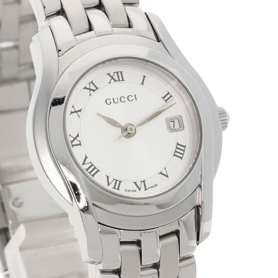 GUCCI Watches Quartz 5500L Stainless Steel , Stainless Steel Silver Round face Silver dial Women Used Authentic