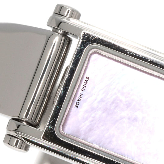GUCCI Watches Quartz 1500L Stainless Steel , Stainless Steel Silver Square face Pink shell dial Women Used Authentic