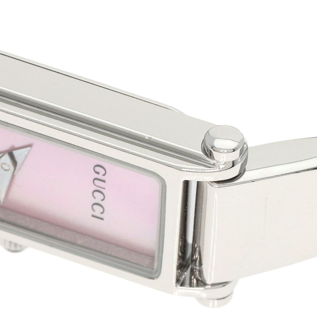 GUCCI Watches Quartz 1500L Stainless Steel , Stainless Steel Silver Square face Pink shell dial Women Used Authentic
