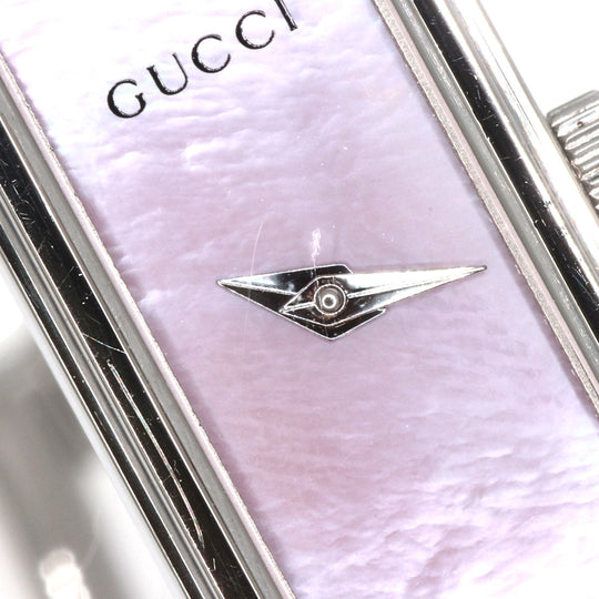 GUCCI Watches Quartz 1500L Stainless Steel , Stainless Steel Silver Square face Pink shell dial Women Used Authentic