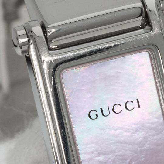 GUCCI Watches Quartz 1500L Stainless Steel , Stainless Steel Silver Square face Pink shell dial Women Used Authentic