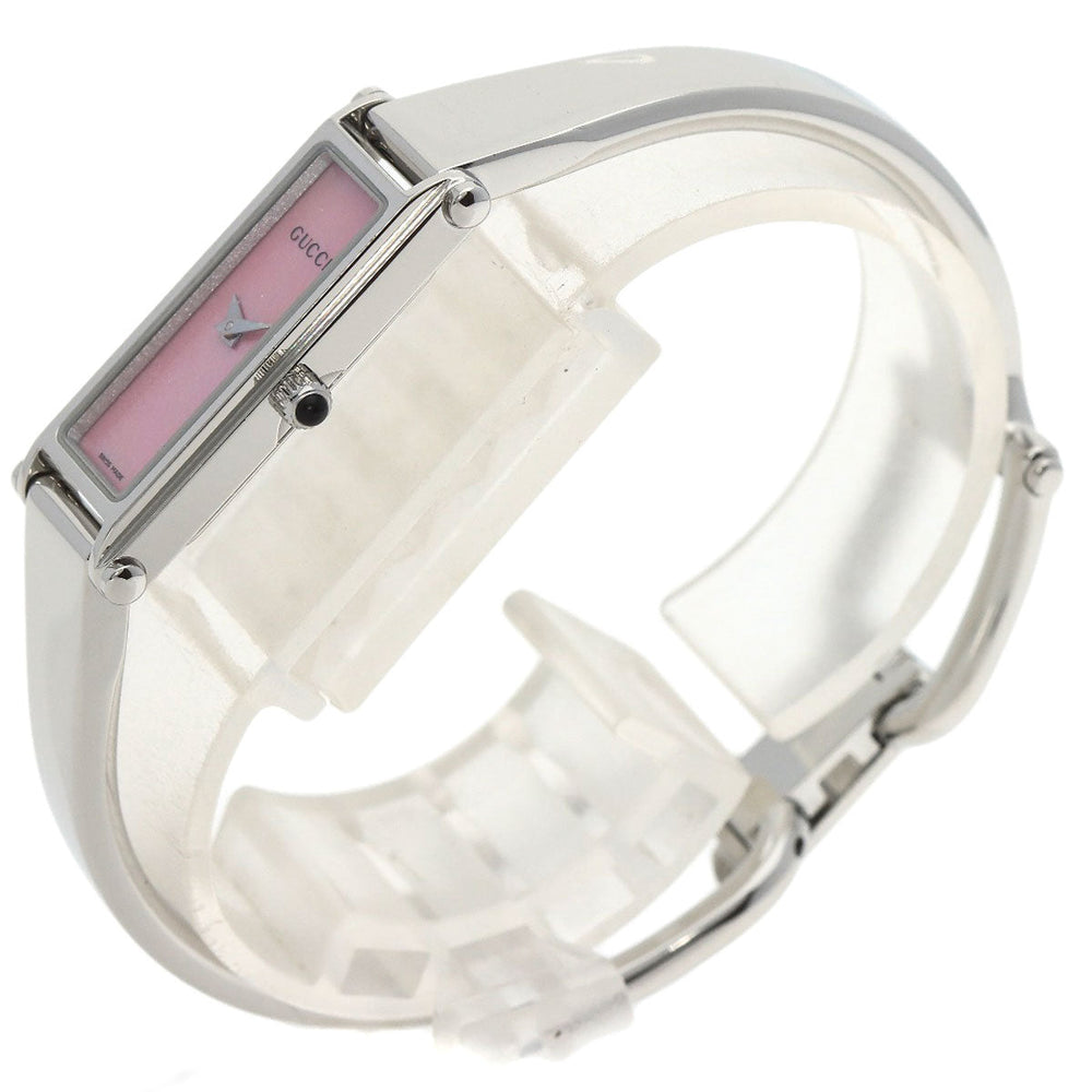 GUCCI Watches Quartz 1500L Stainless Steel , Stainless Steel Silver Square face Pink shell dial Women Used Authentic