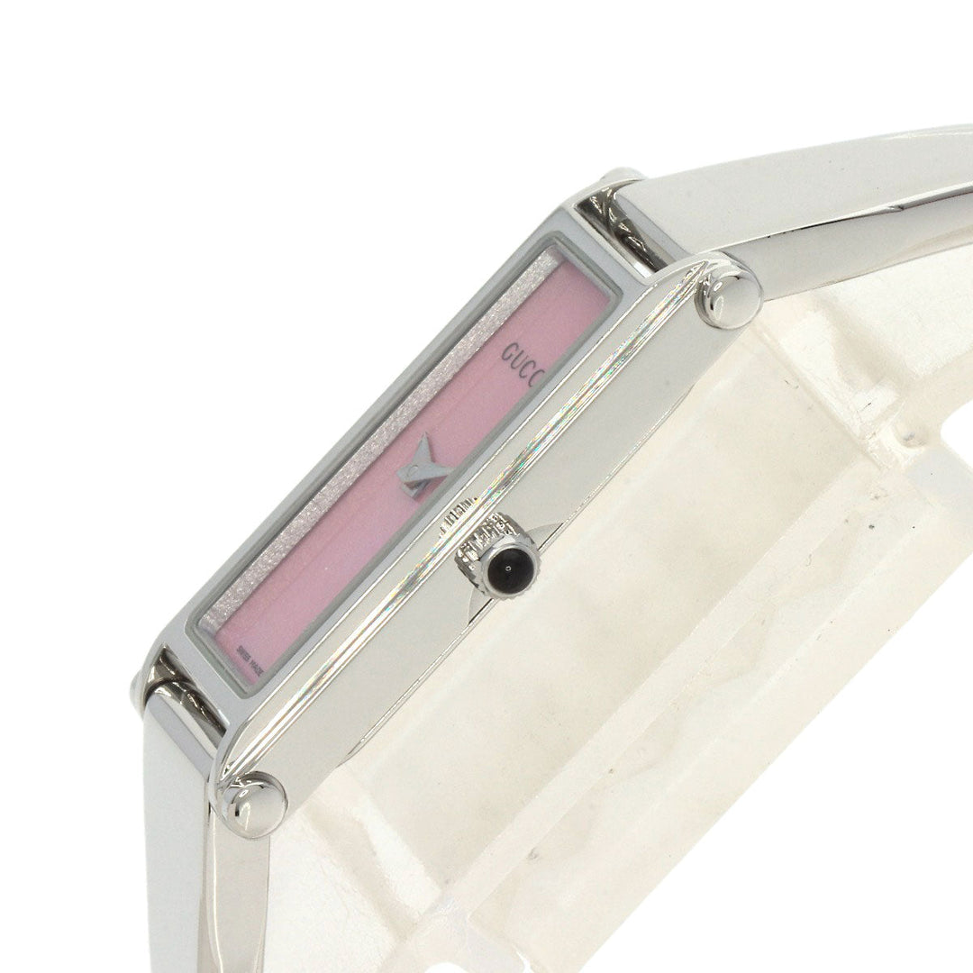 GUCCI Watches Quartz 1500L Stainless Steel , Stainless Steel Silver Square face Pink shell dial Women Used Authentic