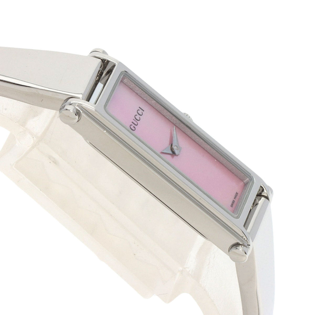 GUCCI Watches Quartz 1500L Stainless Steel , Stainless Steel Silver Square face Pink shell dial Women Used Authentic