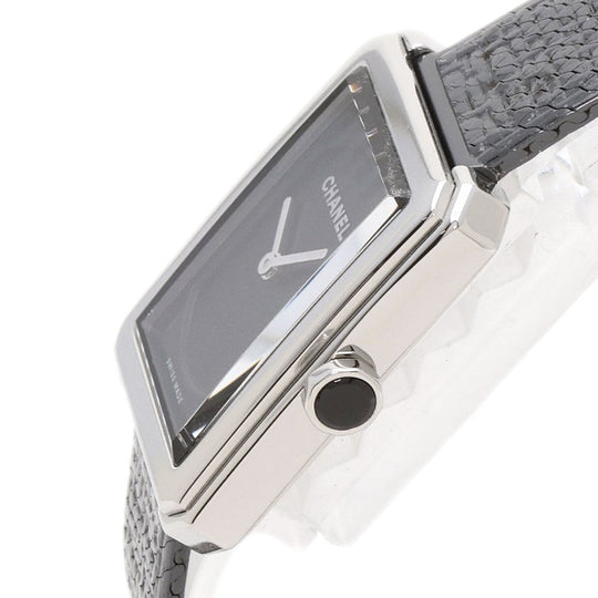 CHANEL Watches Quartz H5317 Stainless Steel , Stainless Steel Silver boyfriend small model tweed black dial Women Used Authentic