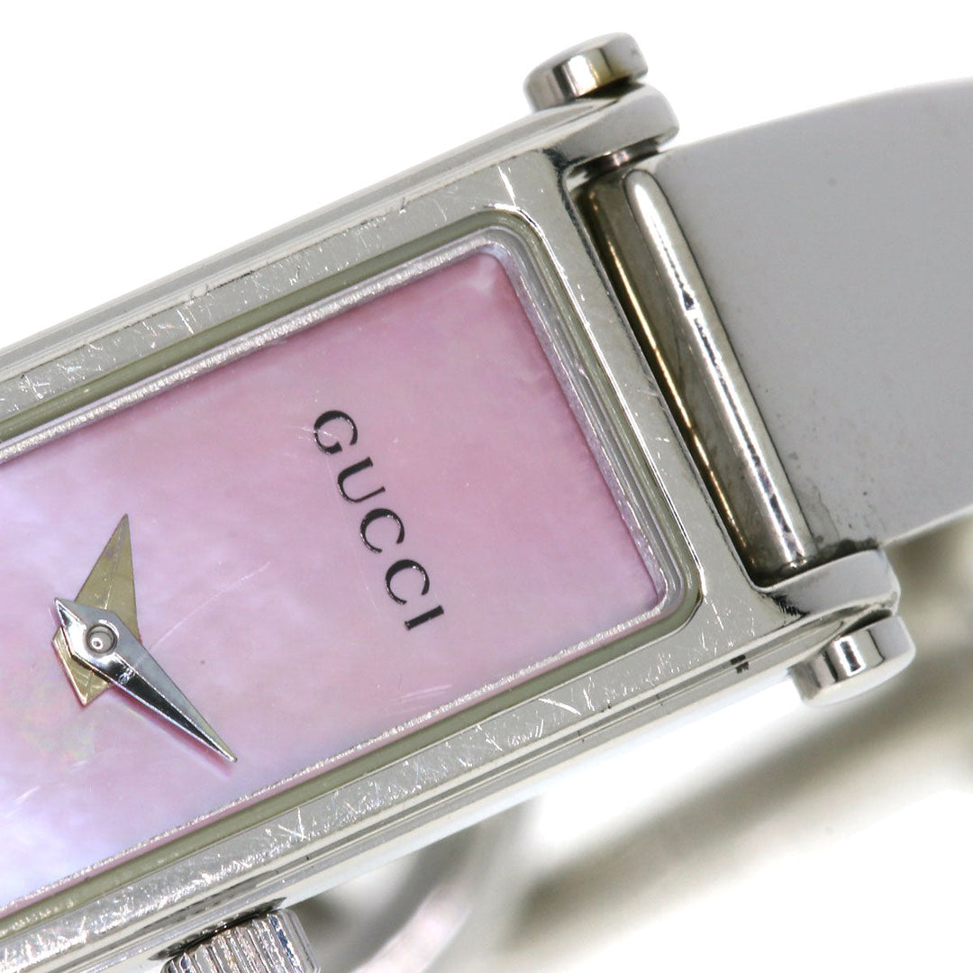 GUCCI Watches Quartz 1500L Stainless Steel , Stainless Steel Silver Square face Pink shell dial Women Used Authentic