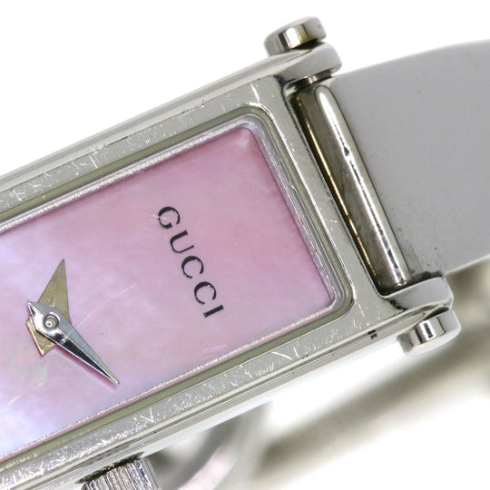GUCCI Watches Quartz 1500L Stainless Steel , Stainless Steel Silver Square face Pink shell dial Women Used Authentic