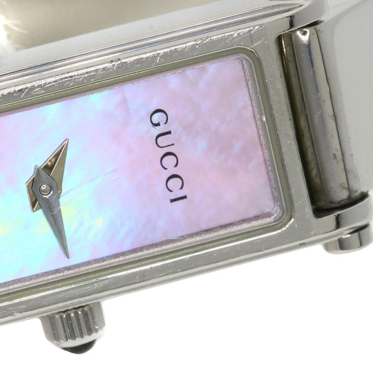 GUCCI Watches Quartz 1500L Stainless Steel , Stainless Steel Silver Square face Pink shell dial Women Used Authentic