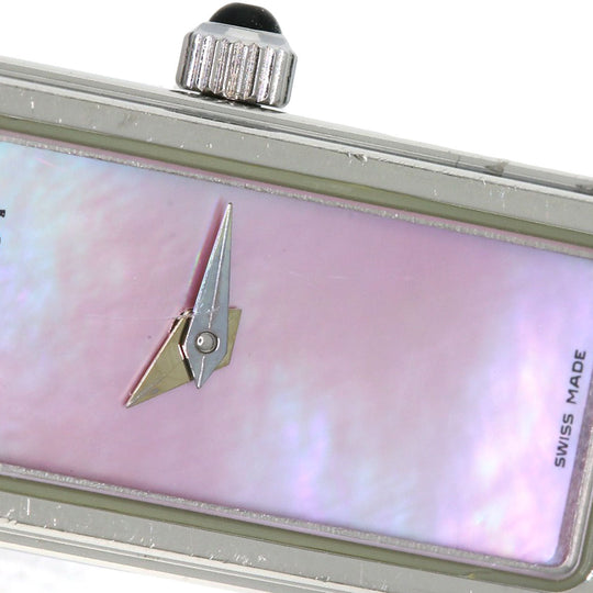 GUCCI Watches Quartz 1500L Stainless Steel , Stainless Steel Silver Square face Pink shell dial Women Used Authentic