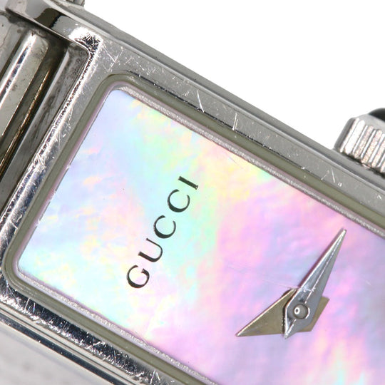 GUCCI Watches Quartz 1500L Stainless Steel , Stainless Steel Silver Square face Pink shell dial Women Used Authentic