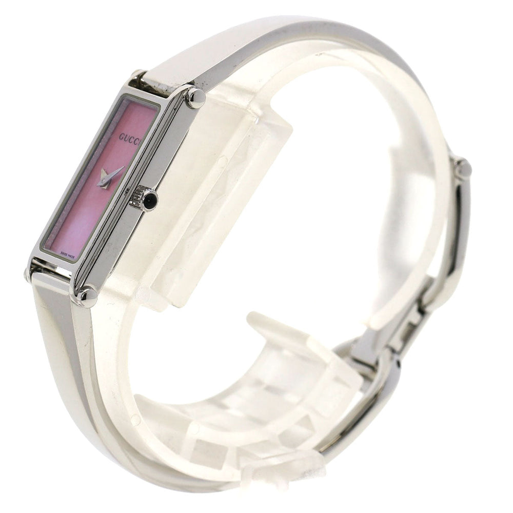 GUCCI Watches Quartz 1500L Stainless Steel , Stainless Steel Silver Square face Pink shell dial Women Used Authentic
