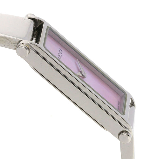 GUCCI Watches Quartz 1500L Stainless Steel , Stainless Steel Silver Square face Pink shell dial Women Used Authentic