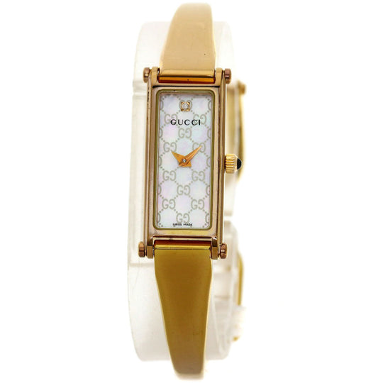 GUCCI Watches Quartz 1500L PGP , PGP gold Square face White shell dial Women Used Authentic