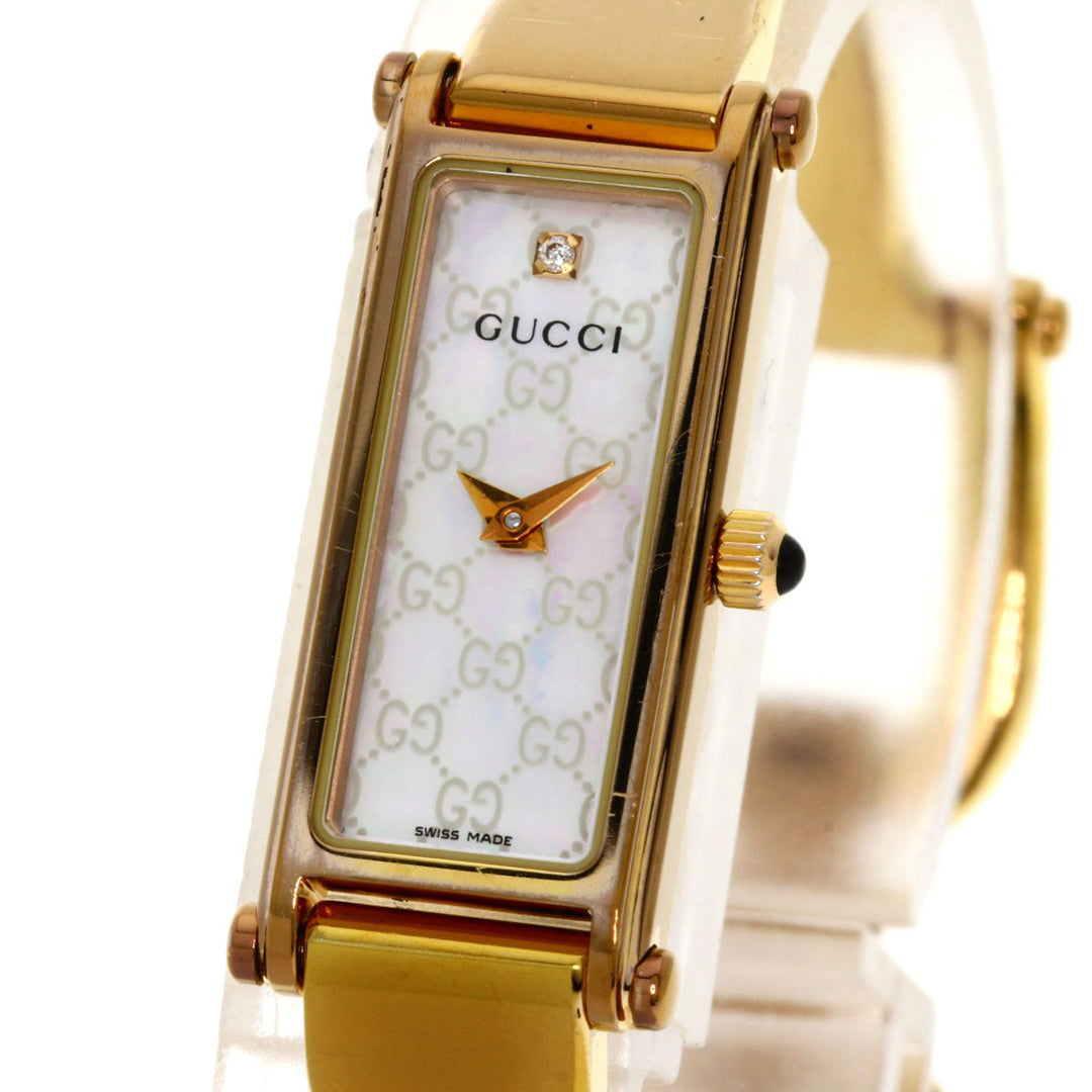 GUCCI Watches Quartz 1500L PGP , PGP gold Square face White shell dial Women Used Authentic