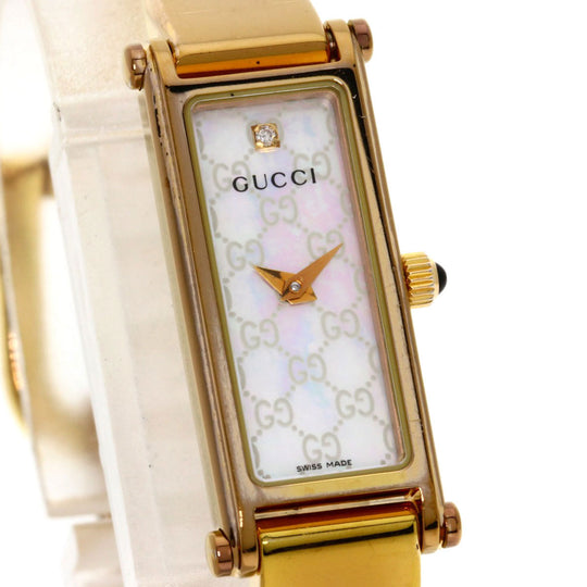 GUCCI Watches Quartz 1500L PGP , PGP gold Square face White shell dial Women Used Authentic