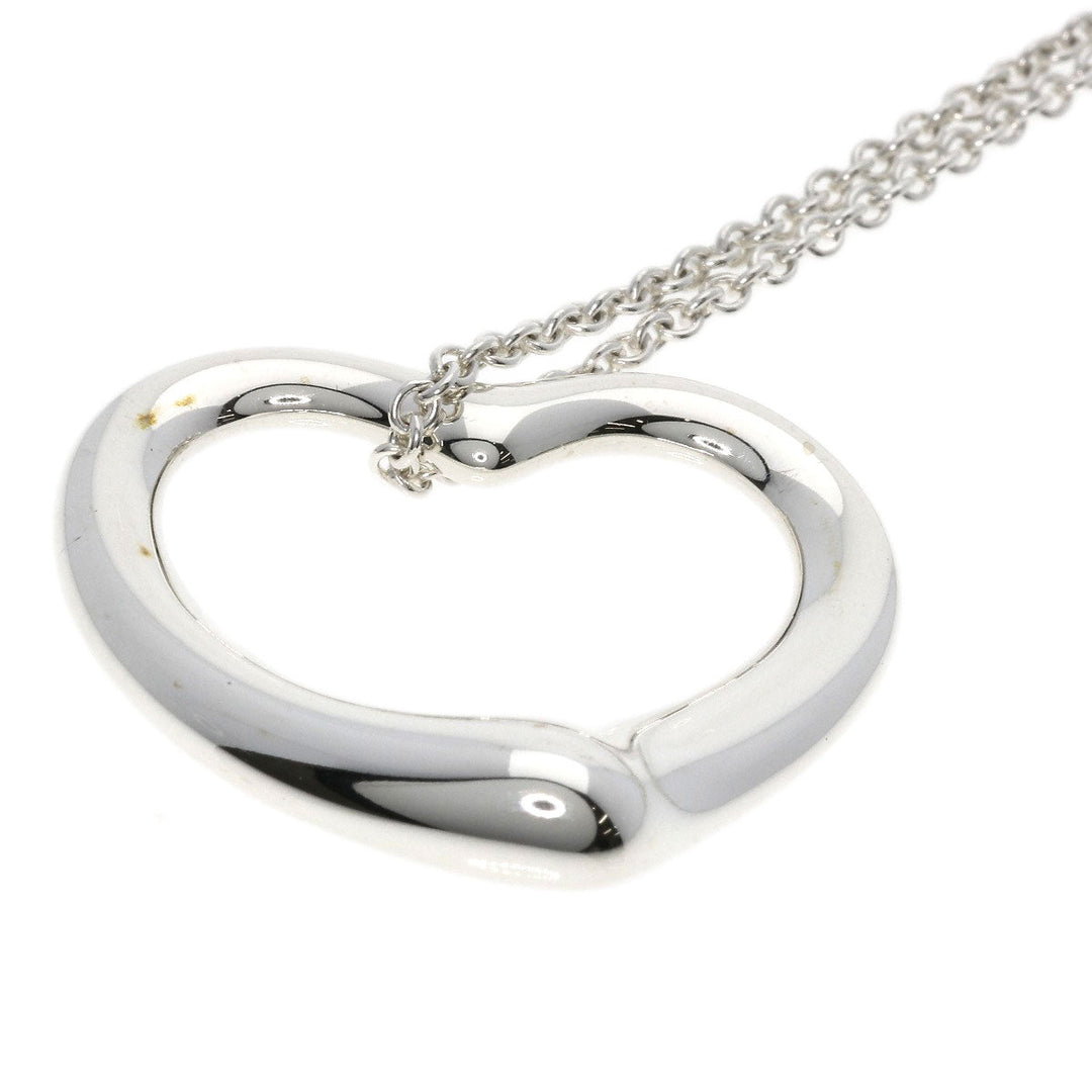 TIFFANY&Co. Necklace SV Silver Open Heart Medium 1.1" Women Used Authentic