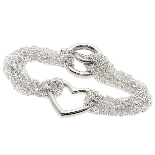 TIFFANY&Co. bracelet SV Silver Open Heart Toggle Chain Women Used Authentic