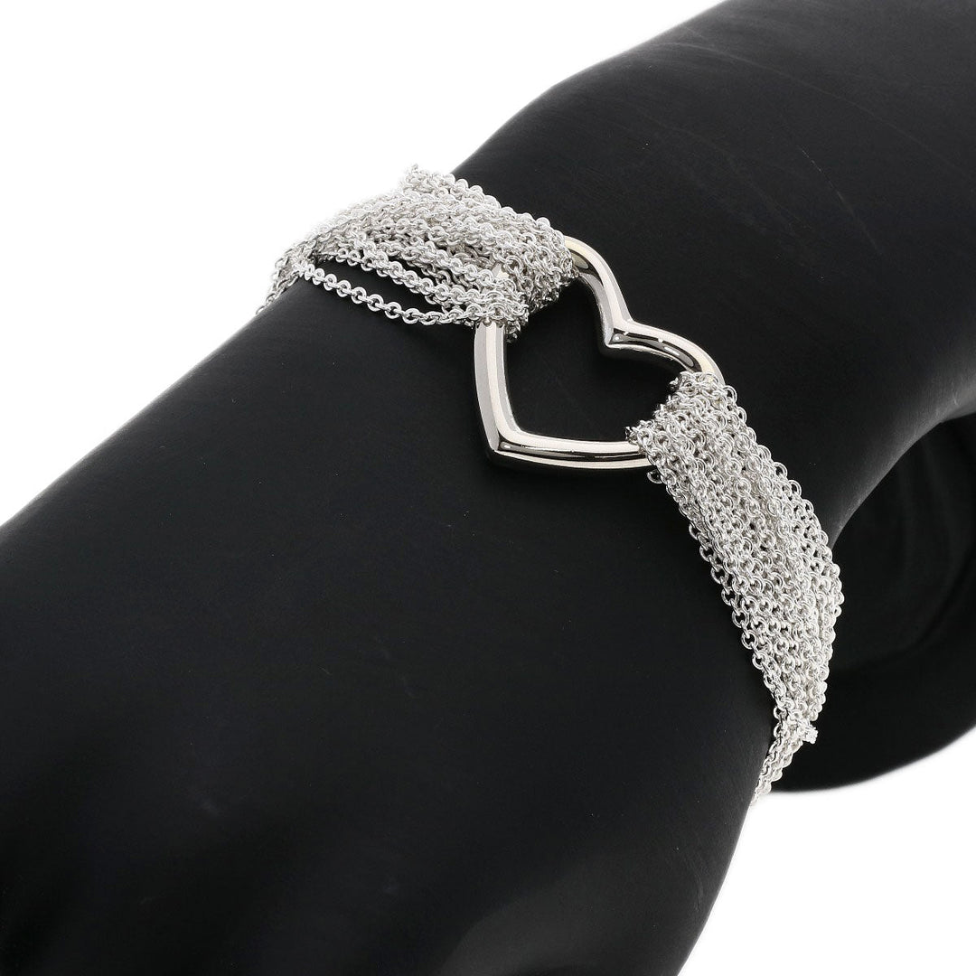TIFFANY&Co. bracelet SV Silver Open Heart Toggle Chain Women Used Authentic