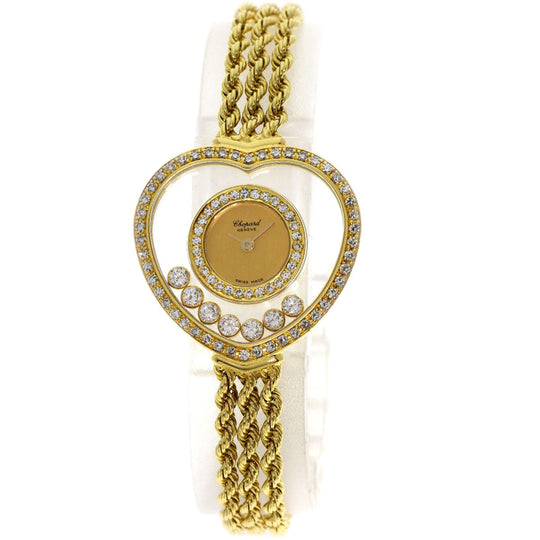 Chopard Watches Quartz 20/4502 K18YG, K18YG, Diamond gold Happy Diamond Heart Maker Complete gold dial Women Used Authentic