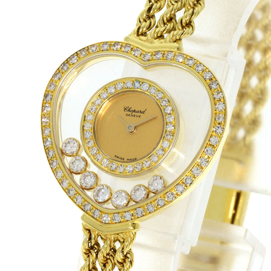 Chopard Watches Quartz 20/4502 K18YG, K18YG, Diamond gold Happy Diamond Heart Maker Complete gold dial Women Used Authentic