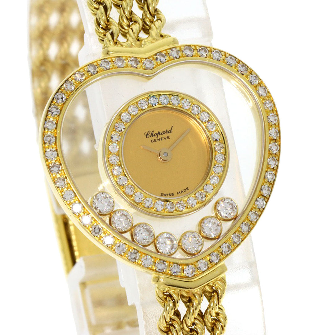 Chopard Watches Quartz 20/4502 K18YG, K18YG, Diamond gold Happy Diamond Heart Maker Complete gold dial Women Used Authentic