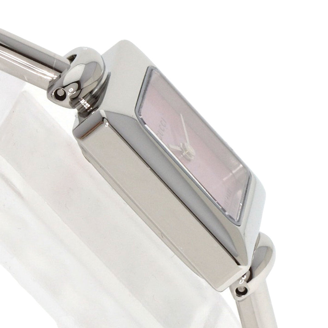GUCCI Watches Quartz 1900 L Stainless Steel , Stainless Steel Silver square face bangle Pink shell dial Women Used Authentic