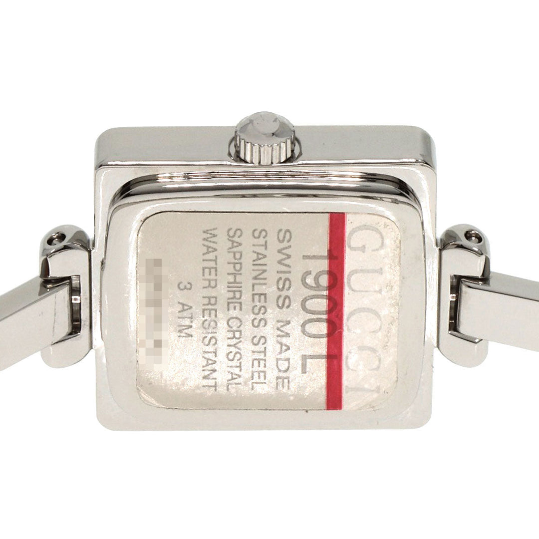GUCCI Watches Quartz 1900 L Stainless Steel , Stainless Steel Silver square face bangle Pink shell dial Women Used Authentic