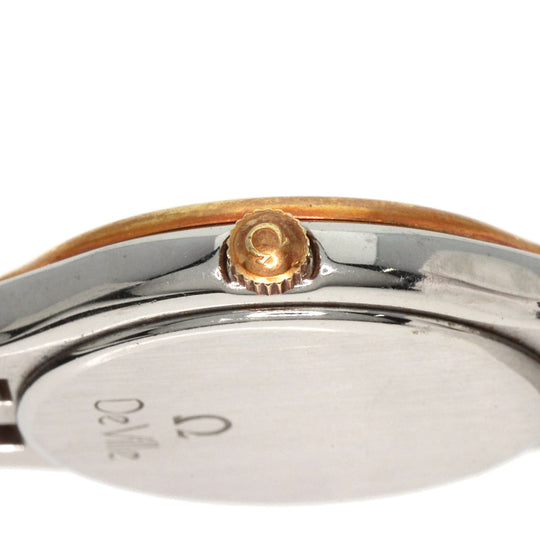 OMEGA Watches Quartz Stainless Steel, Leather, Gold Plated gold De Ville white dial Women Used Authentic