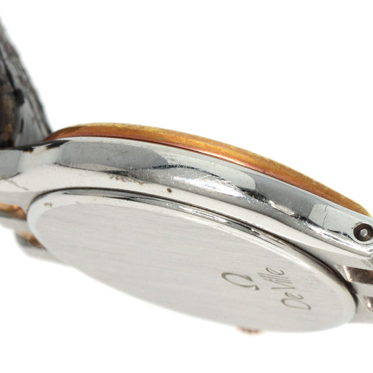 OMEGA Watches Quartz Stainless Steel, Leather, Gold Plated gold De Ville white dial Women Used Authentic