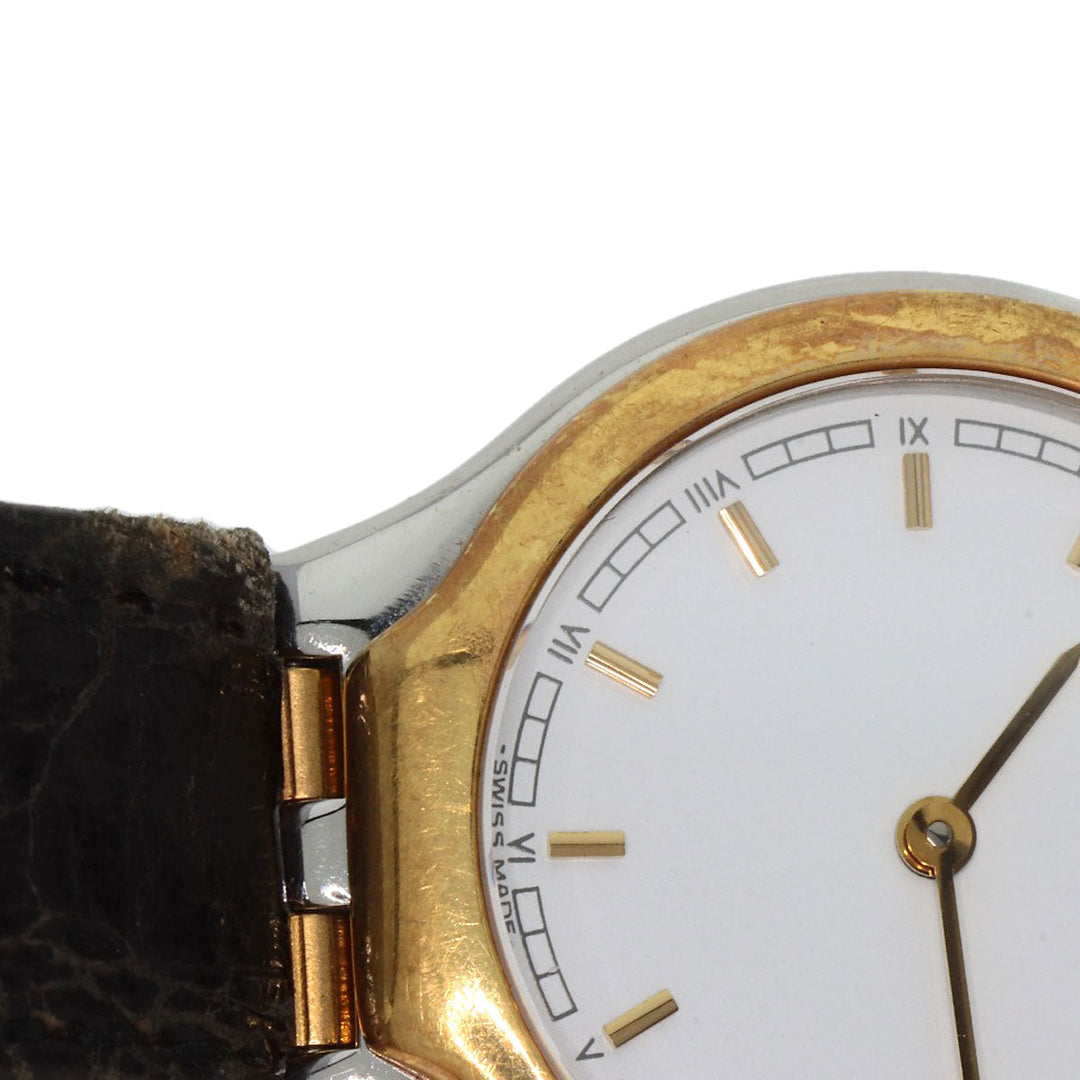 OMEGA Watches Quartz Stainless Steel, Leather, Gold Plated gold De Ville white dial Women Used Authentic
