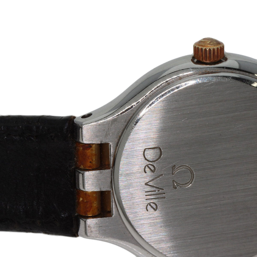 OMEGA Watches Quartz Stainless Steel, Leather, Gold Plated gold De Ville white dial Women Used Authentic