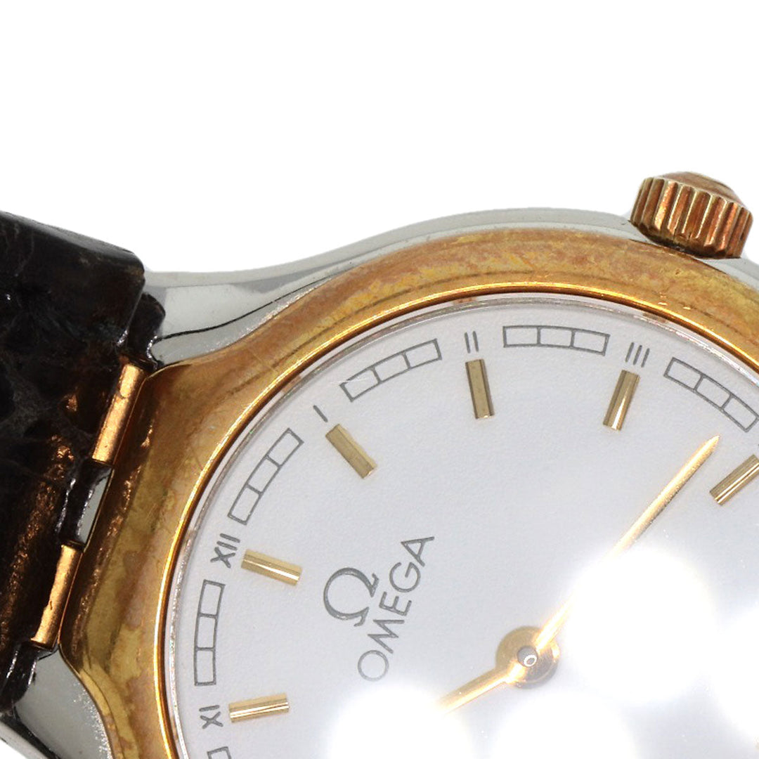 OMEGA Watches Quartz Stainless Steel, Leather, Gold Plated gold De Ville white dial Women Used Authentic