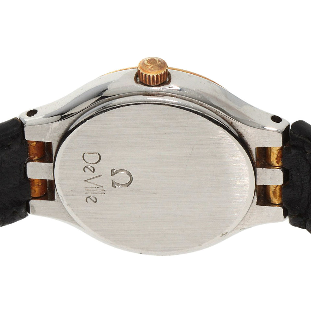 OMEGA Watches Quartz Stainless Steel, Leather, Gold Plated gold De Ville white dial Women Used Authentic