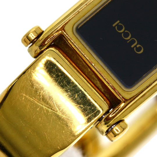GUCCI Watches Quartz 1500L Gold Plated , Gold Plated gold Square face black dial Women Used Authentic