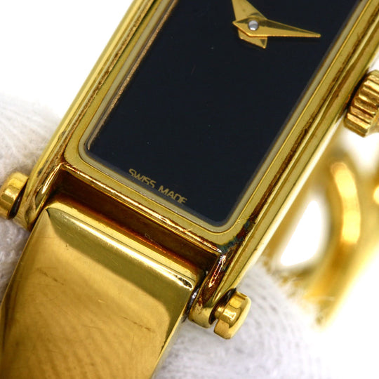 GUCCI Watches Quartz 1500L Gold Plated , Gold Plated gold Square face black dial Women Used Authentic