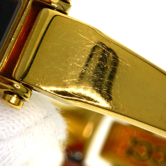 GUCCI Watches Quartz 1500L Gold Plated , Gold Plated gold Square face black dial Women Used Authentic