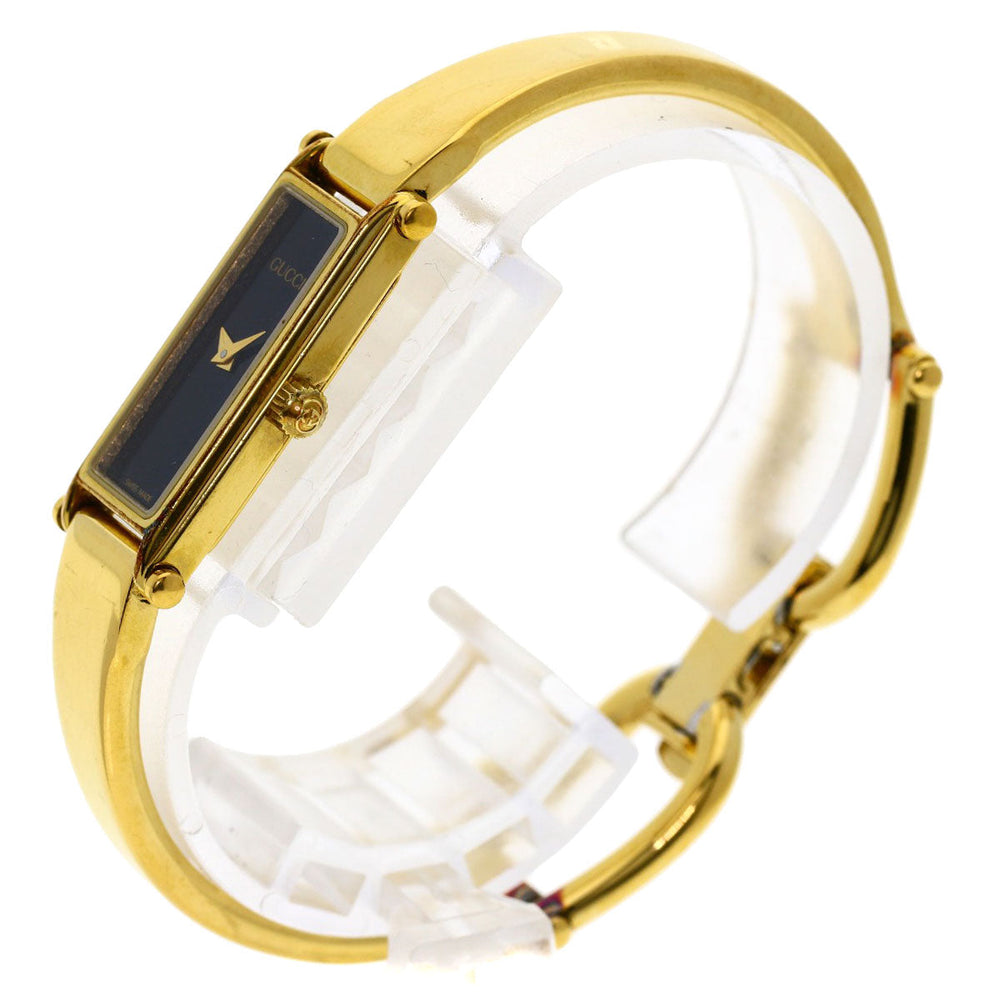 GUCCI Watches Quartz 1500L Gold Plated , Gold Plated gold Square face black dial Women Used Authentic