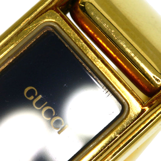 GUCCI Watches Quartz 1500L Gold Plated , Gold Plated gold Square face black dial Women Used Authentic