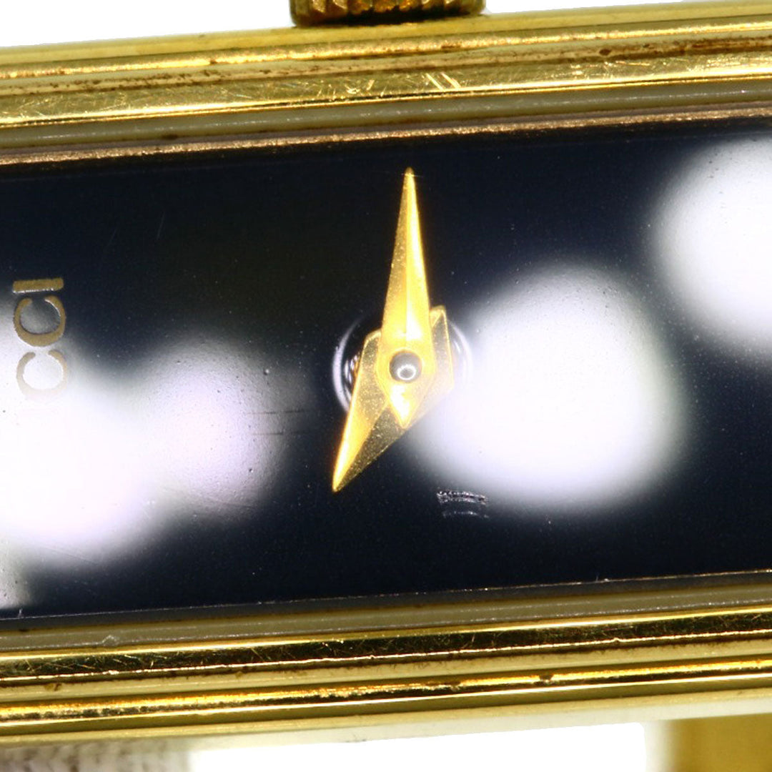 GUCCI Watches Quartz 1500L Gold Plated , Gold Plated gold Square face black dial Women Used Authentic