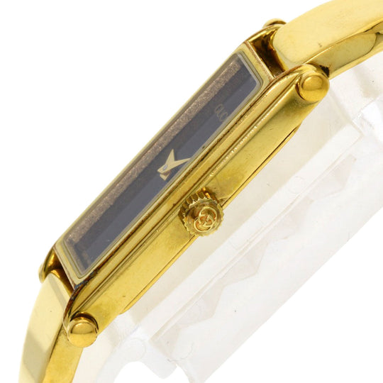GUCCI Watches Quartz 1500L Gold Plated , Gold Plated gold Square face black dial Women Used Authentic