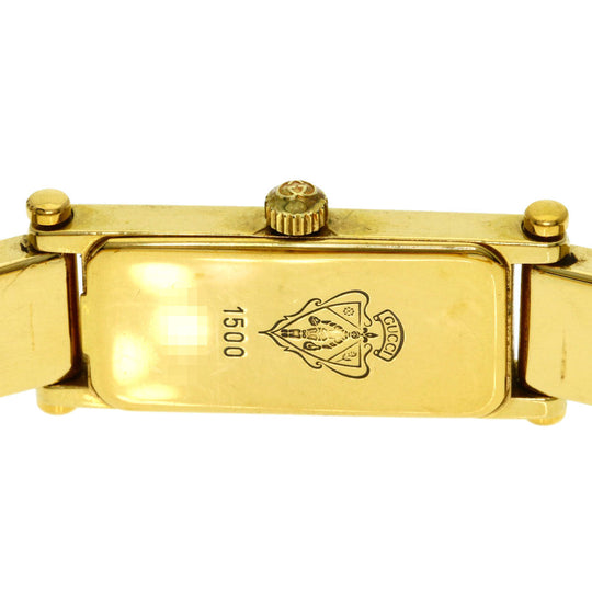 GUCCI Watches Quartz 1500L Gold Plated , Gold Plated gold Square face black dial Women Used Authentic