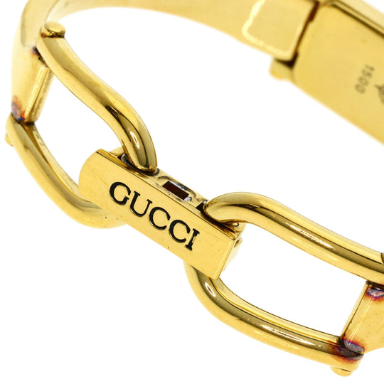 GUCCI Watches Quartz 1500L Gold Plated , Gold Plated gold Square face black dial Women Used Authentic