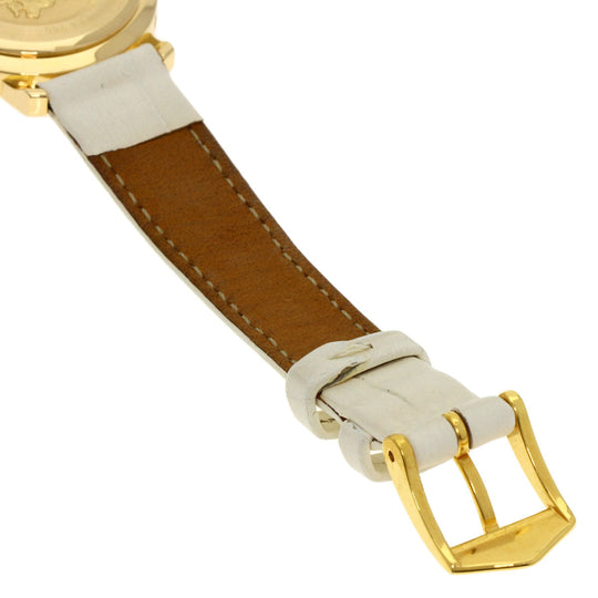 HERMES Watches Quartz CL4.285 K18YG, leather gold Clipper white dial Women Used Authentic