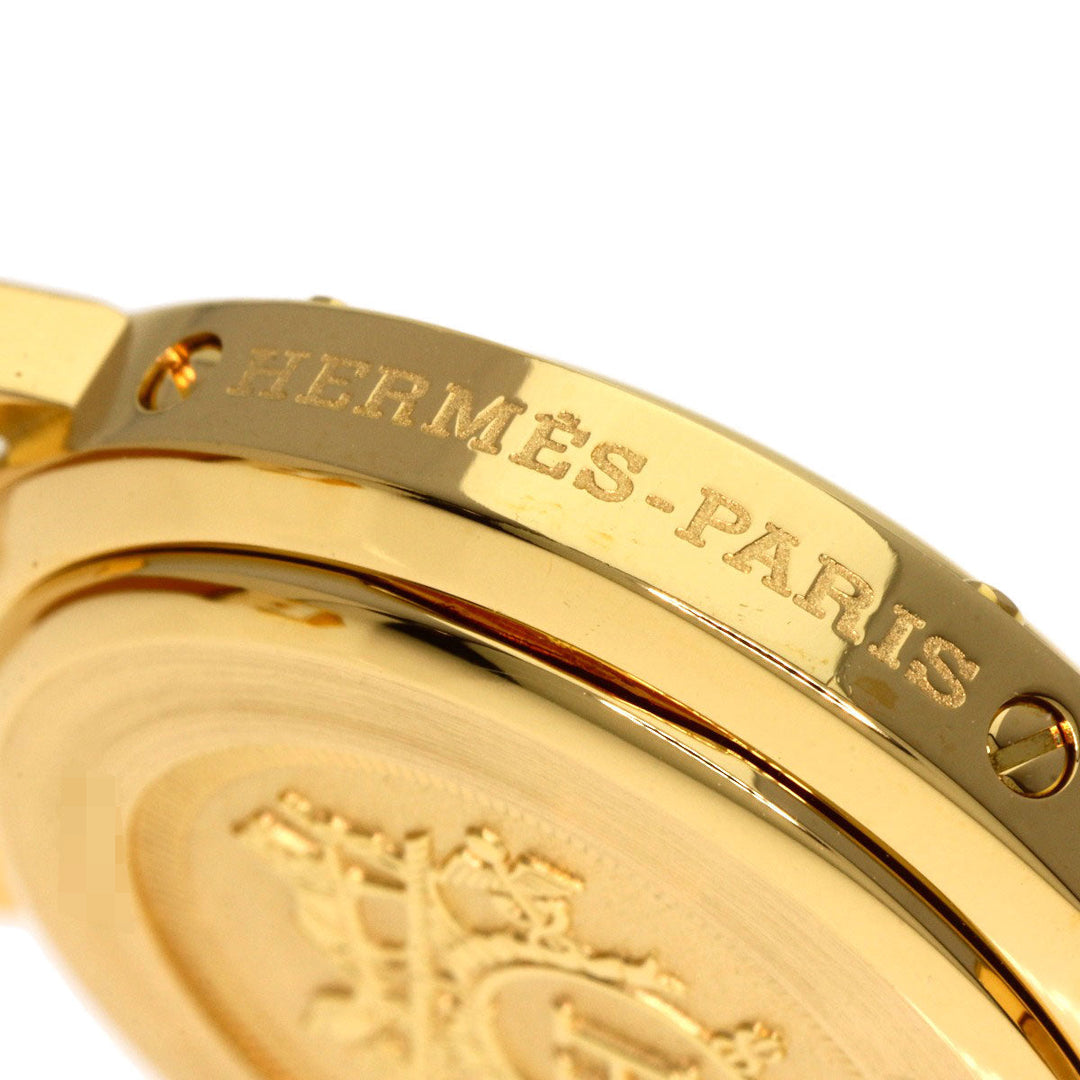 HERMES Watches Quartz CL4.285 K18YG, leather gold Clipper white dial Women Used Authentic