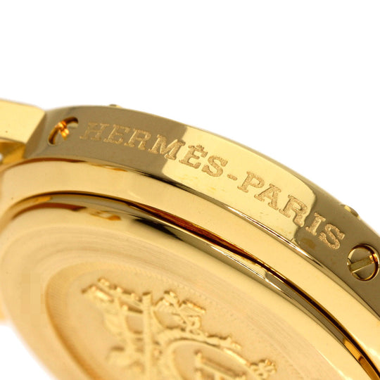HERMES Watches Quartz CL4.285 K18YG, leather gold Clipper white dial Women Used Authentic