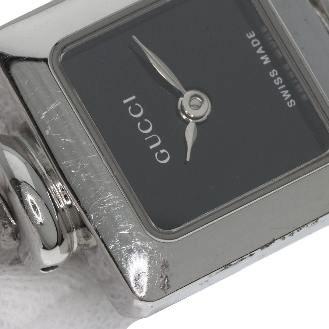GUCCI Watches Quartz 1900L Stainless Steel , Stainless Steel Silver Square face black dial Women Used Authentic