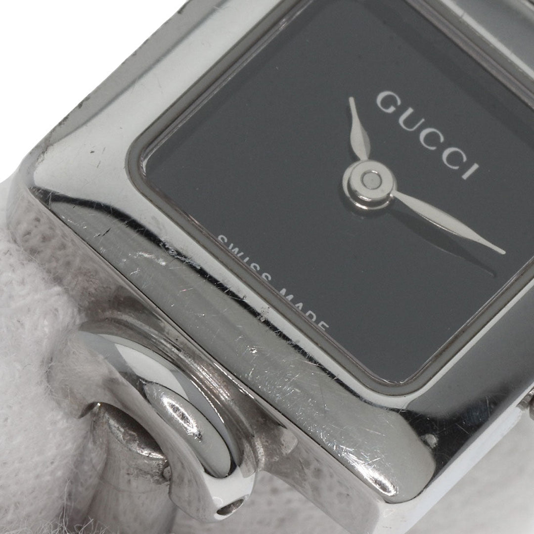 GUCCI Watches Quartz 1900L Stainless Steel , Stainless Steel Silver Square face black dial Women Used Authentic